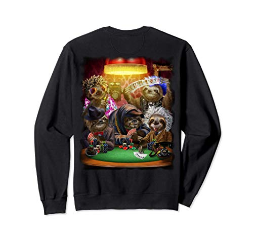 Giant sloth playing poker cards Sudadera