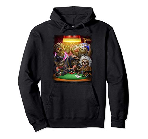 Giant sloth playing poker cards Sudadera con Capucha