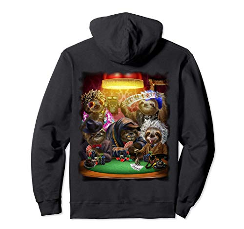 Giant sloth playing poker cards Sudadera con Capucha