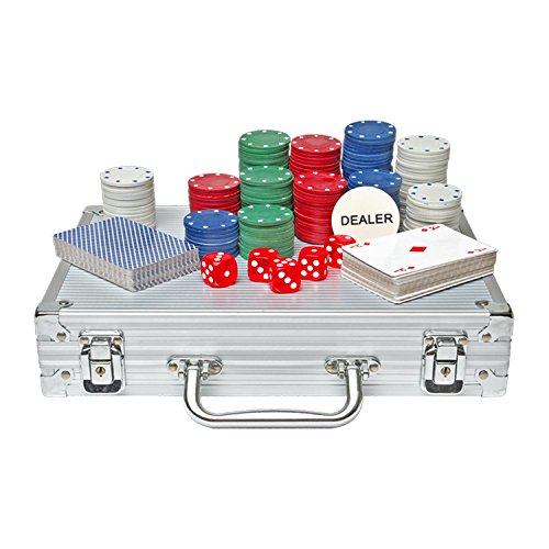 Global Gizmos Poker Set Chips Dados Tarjetas en Caso de Aluminio (200 Unidades)