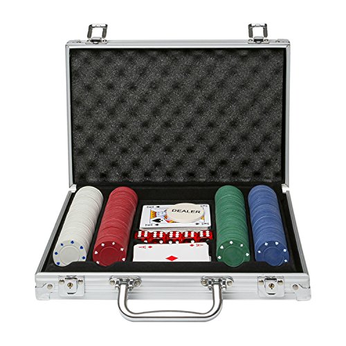 Global Gizmos Poker Set Chips Dados Tarjetas en Caso de Aluminio (200 Unidades)