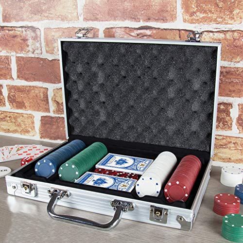 Global Gizmos Poker Set Chips Dados Tarjetas en Caso de Aluminio (200 Unidades)