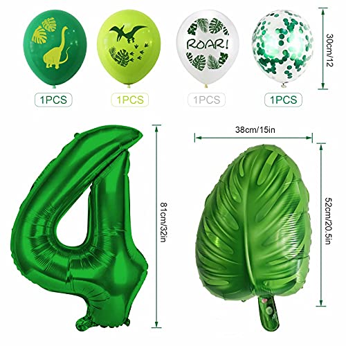 Globos de dinosaurio para cumpleaños de 4 años, decoración para fiestas de cumpleaños infantiles, globos gigantes con número 4, globos de cumpleaños para niños y niñas