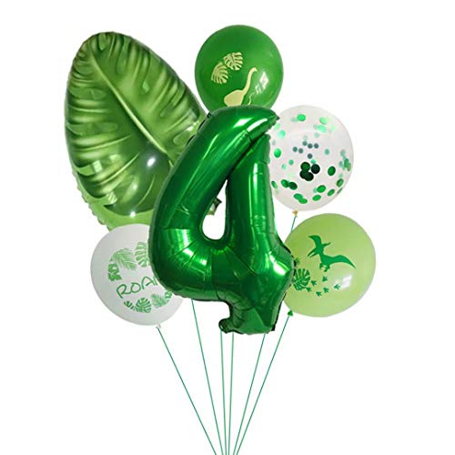 Globos de dinosaurio para cumpleaños de 4 años, decoración para fiestas de cumpleaños infantiles, globos gigantes con número 4, globos de cumpleaños para niños y niñas