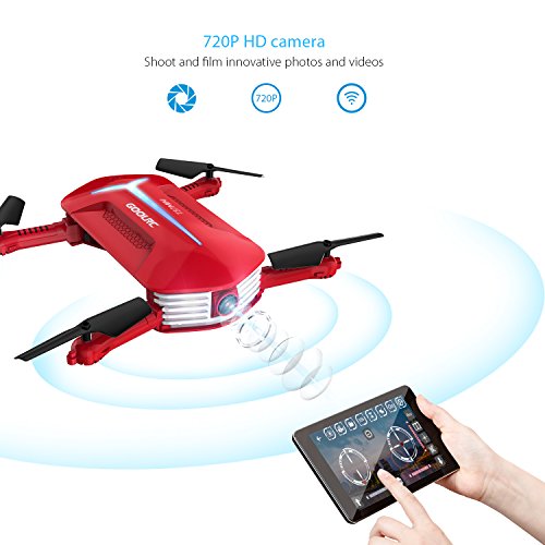 GoolRC Drone con cámara, T37 Mini 2.4G 6 Axis Gyro WiFi FPV 720P Cámara HD Quadcopter, Sensor de Gravedad de Control Remoto, Plegable RC Selfie Pocket Drone con Dos baterías adicionales