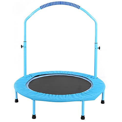 GOTOTOP Cama elástica para niños de 38 pulgadas, mini trampolín con pasamanos ajustables, puente de rebote plegable, adecuado para niños y niñas, uso en interiores y exteriores