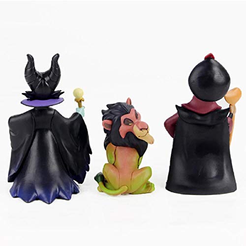 GSDGSD 3 Piezas Anime película Figura de acción Villanos Maléfica Jafar el Rey León Cicatriz PVC Modelo Juguetes muñecas Regalo de cumpleaños para niños