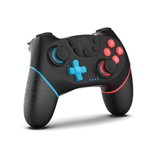 Guangcailun Controlador de Juegos Función Gamepad inalámbrica Bluetooth Compatible con Bluetooth 5.0 Accesorio de Joystick programable Recargable, Azul Izquierdo Rojo Rojo