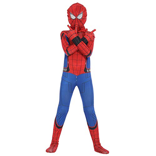 GUOHANG Niño Spiderman Traje Unisex Adultos Niños Superhéroe Spiderman Cosplay Traje Traje Lycra Spandex Zentai Estilo 3D Estilo Mono Kodyuit De Halloween Actividades Disfraces,G,110CM~120CM