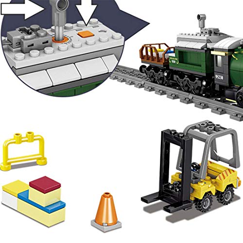 GXQRHQ Train Bloques de construcción de Locomotora de Vapor, Tren de Vapor de liberación eléctrica con rieles, Bloques de sujeción compatibles con Lego City Train - 372 Piezas