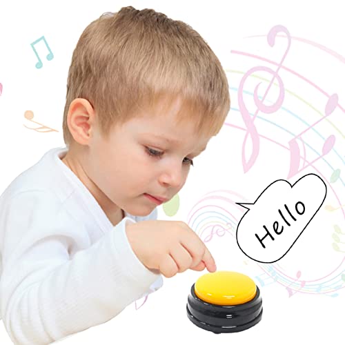 Hancaner Juego de 4 botones parlantes con sonido y luz, para decoración de aulas, color naranja, rosa, azul y verde