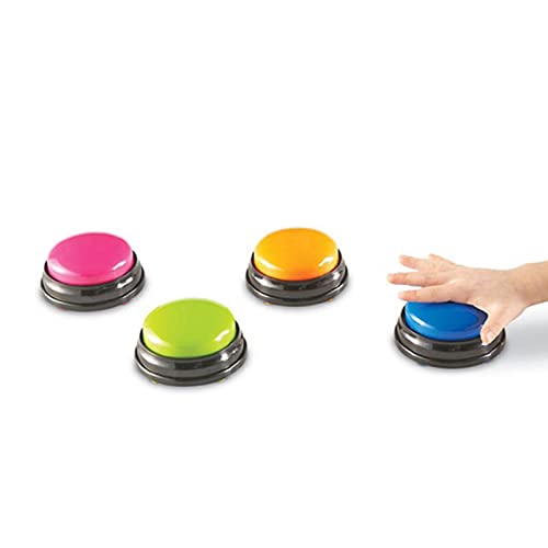 Hancaner Juego de 4 botones parlantes con sonido y luz, para decoración de aulas, color naranja, rosa, azul y verde