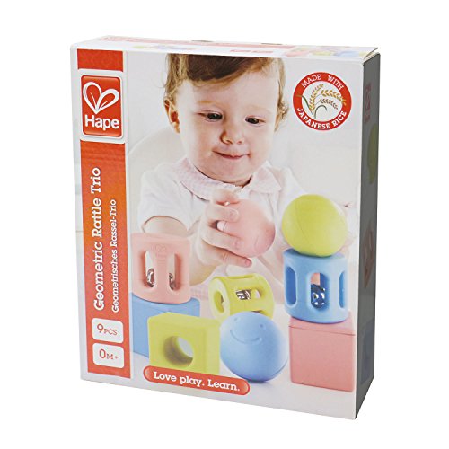 Hape International- Trío de sonajeros geométricos, Multicolor (E0456) , color/modelo surtido