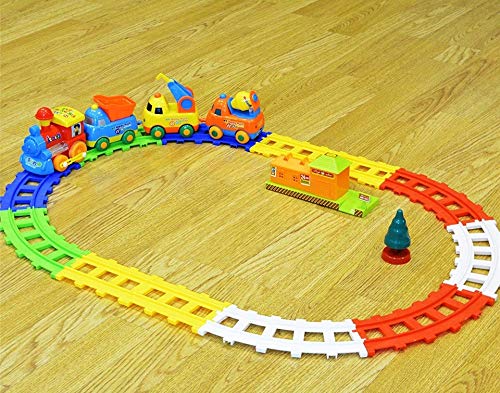 Happy Builders Choo Choo - Juego de trenes de dibujos animados, 210 cm, circunferencia de la pista para niños, funciona con pilas, juguete de Navidad