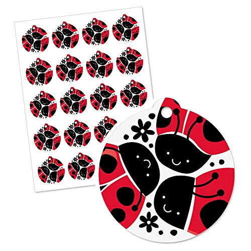 Happy Little Ladybug - Etiquetas de regalo para baby shower o fiesta de cumpleaños (juego de 20)