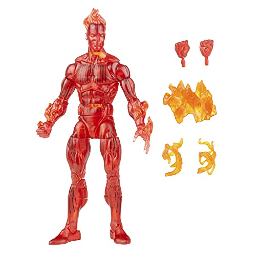 Hasbro Marvel Legends Series Retro Fantastic Four - Figura Coleccionable de la Antorcha Humana de 15 cm - 4 Accesorios, F0351