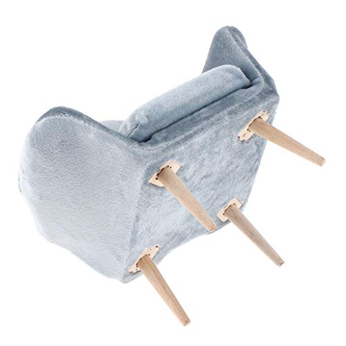 Hellery 1:12 Sillón en Miniatura, Sofá con Juego de Almohadas, Muebles de Casa de Muñecas Modelo - Gris, 14 x 10 x 15 cm