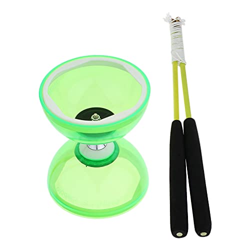 Hellery 3 Rodamientos Diabolo Malabares Juguete Giratorio con Palos Kit de Cuerda Regalo para Niños 12cm - Verde, 12cm