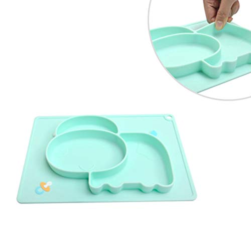 Hemoton 2pcs Bandeja de Comedor de Silicona Forma Linda Vaca niño Plato Dividido Comedor de Dibujos Animados vajilla Placa para bebés niños (Verde + Rosa)