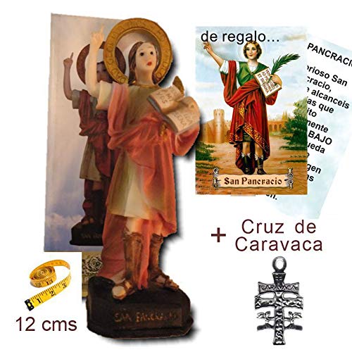 Heraldys.- Figura San Pancracio en Resina Pintada a Mano 12 cms. + Estampa de Regalo. También de Regalo estampas de San Expedito, San Judas Tadeo y San Miguel.