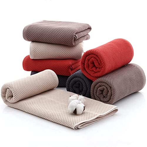 Honeycomb Bath Towel Pure Cotton Thick Solid Color Bathroom Hotel Towel Super Absorbent Soft Towel (Color : D Size : 70x140cm) (A 70x140cm)