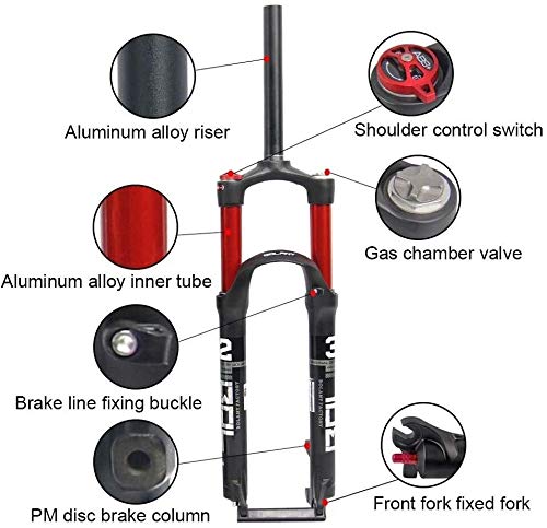 Horquillas de suspensión MTB Bicicleta, 26" de aleación de Aluminio de 1-1/8" 28,6 Mm Tubo Recto del Hombro de Ciclo del Freno de Disco de 100 mm de Recorrido del Control