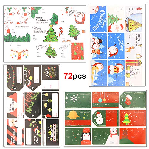 HOWAF Navidad Entintado Sellos Niños (24pcs) con Navidad Etiqueta Pegatina (72pcs) para Niños Navidad Impresión Scrapbooking Etiquetas Regalo Tarjetas Navideña Decoración Artículos