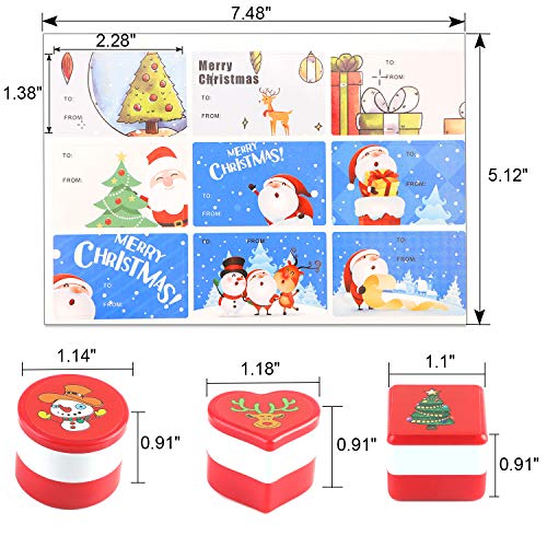 HOWAF Navidad Entintado Sellos Niños (24pcs) con Navidad Etiqueta Pegatina (72pcs) para Niños Navidad Impresión Scrapbooking Etiquetas Regalo Tarjetas Navideña Decoración Artículos