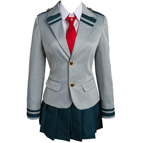 I3C Tsuyu Asui My Hero Academia - Uniforme escolar, cosplay, disfraz para mujer y niña, gris, ancho de hombros 42 cm, XL