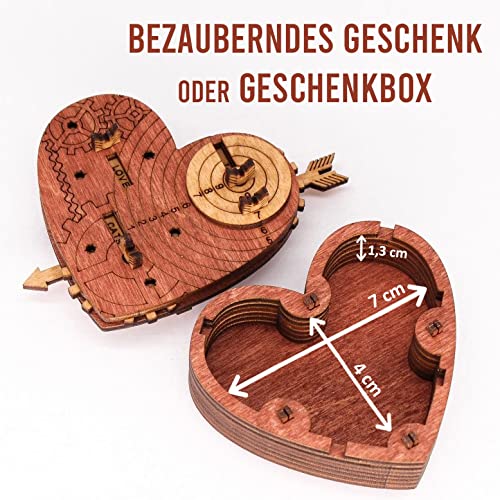 iDventure Tin Woodman's Heart. Un cofre del tesoro mecánico – Puzzle 3D – Juego de pensamiento – Juego de pensamiento – Juego de paciencia – Puzzle lógico 3D – Puzzle de madera Questbox San Valentín