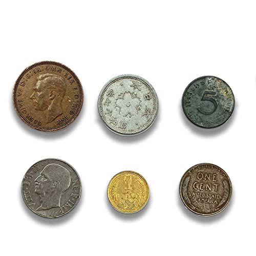 IMPACTO COLECCIONABLES Segunda Guerra Mundial - 6 Monedas Originales de los participantes de los Aliados y del Eje - 1939-1945