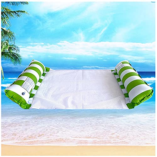 IPOUJ Silla Flotante Flotante Flotante de Verano Piscina Piscina Agua Deportes Hamaca, Piscina Playa Colchón de Aire Deporte de Agua con inflador Green