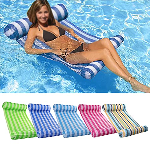 IPOUJ Verano Plegable Flotador Hamaca Hamaca Inflable Cama sillón Piscina Playa colchón de Aire Deporte de Agua con inflador Green