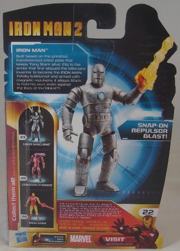 Iron Man 2 – Comic Series – Figura # 22 – Iron Man – Snap-on repulsor Blast – con 3 Armor Cards – 4 Inch (aprox. 10 cm)