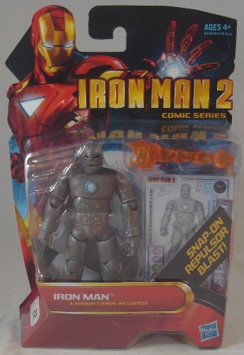 Iron Man 2 – Comic Series – Figura # 22 – Iron Man – Snap-on repulsor Blast – con 3 Armor Cards – 4 Inch (aprox. 10 cm)