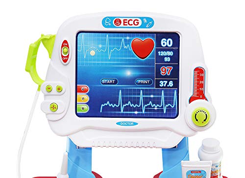 ISO TRADE Set de Juguetes Médicos Pequeño Doctor Accesorios Pequeño Doctor 18 Piezas Sonido Luz Carro para Niños Niño 6114