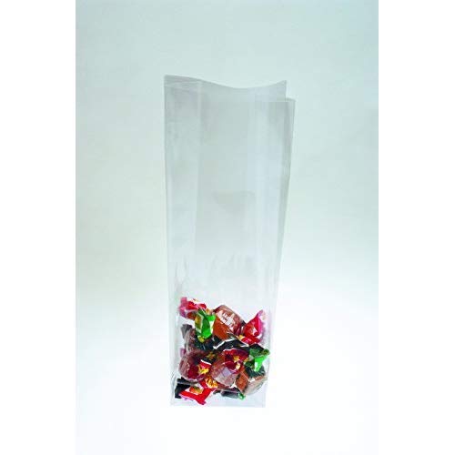 Italpak- Sacchetti Trasparenti Fondo Quadro Celofán Transparentes con Base Cuadrada, Bolsas Plastico para Chuches, Color, 14+8x35cm (X000000143507)