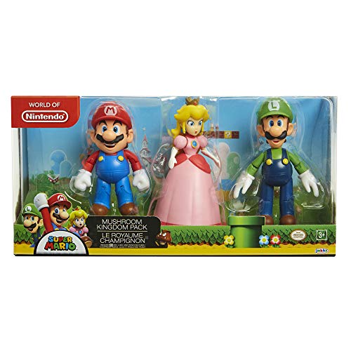 Jakks Pacific Super Mario Mushroom Kingdom Pack Mario Luigi Princess 11 cm Figuras