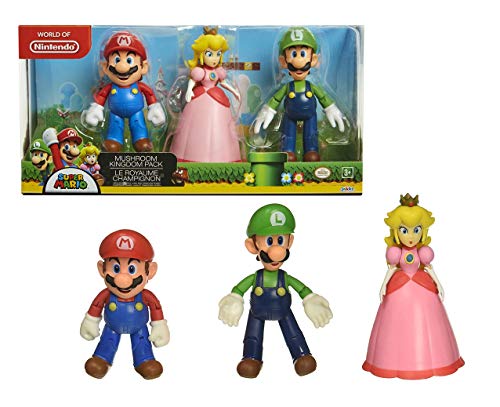 Jakks Pacific Super Mario Mushroom Kingdom Pack Mario Luigi Princess 11 cm Figuras