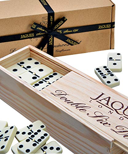 Jaques of London Dominós - Club Double Six Dominoes en una Caja de Madera con Tapas deslizantes