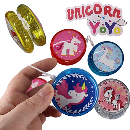 JONOTOYS 3 unicornios Yoyo LED luz yoyó intermitente multicolor 5 cm diseños Tombola cumpleaños infantil