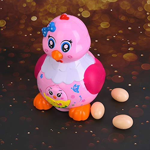 Jopwkuin Juguete de gallina de diseño Ingenioso Pone Huevos de Color Rosa para niños(Rosa)