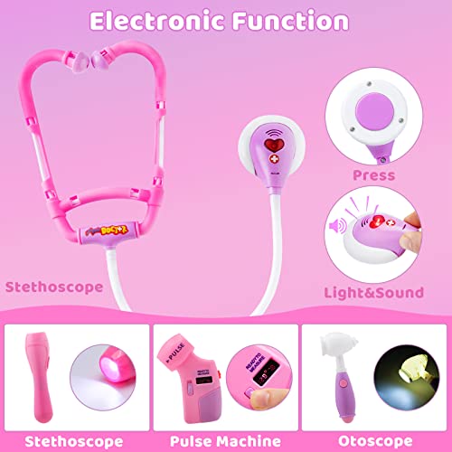 JOYIN Kit médico de 31 Piezas para niños, Juego médico de simulación, Juguete para Jugar al Dentista, Juguetes educativos para médicos con Estetoscopio electrónico, Disfraz de Disfraces