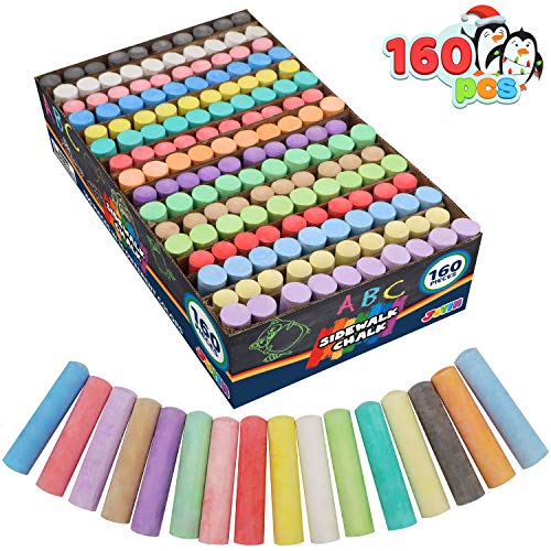 Juego de 160 tizas lavables para acera, no tóxicas Jumbo para jugar al aire libre, pintura en pizarra, pizarra y parque infantil.