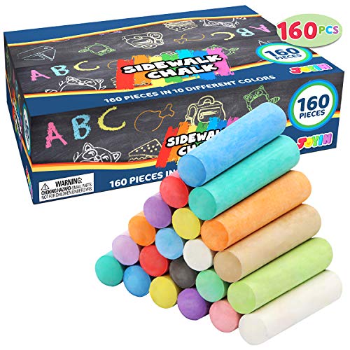 Juego de 160 tizas lavables para acera, no tóxicas Jumbo para jugar al aire libre, pintura en pizarra, pizarra y parque infantil.