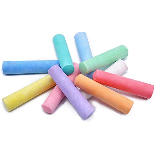 Juego de 60 tizas no tóxicas lavables al aire libre Jumbo (10 colores) para dibujo de pizarra, juegos de verano al aire libre y pintura de parque infantil