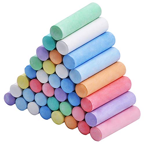 Juego de 60 tizas no tóxicas lavables al aire libre Jumbo (10 colores) para dibujo de pizarra, juegos de verano al aire libre y pintura de parque infantil