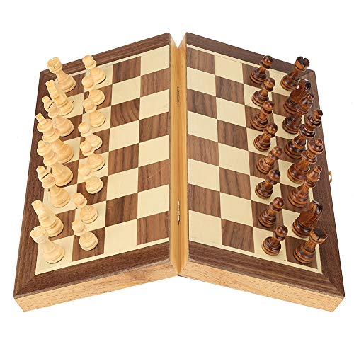 Juego de ajedrez magnético de madera para niños, juguete magnético portátil de madera Juego de tablero de ajedrez Juego de mesa plegable Juego de escritorio Juguete para niños Principiantes Adultos