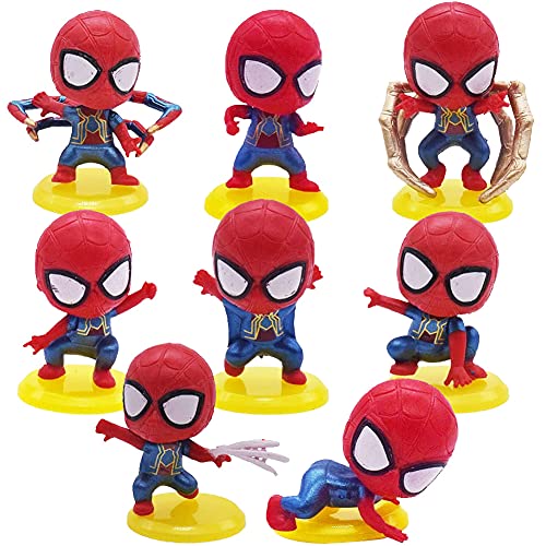 Juego de Mini Spiderman de 8 Piezas,BKJJ Mini Modelo de Spiderman Decoración para Tartas Figuritas para cupcakes, Decoraciones de Pasteles Cumpleaños Fiesta