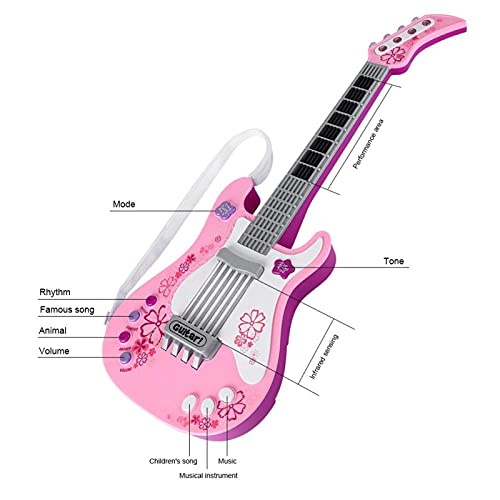 Juguete bajo para niños Juguete de Guitarra Multifuncional Juguete para Instrumentos Musicales Ligeros para niños Azul Verde Rosa(Rosado)